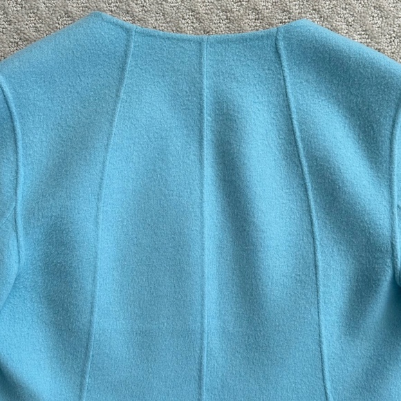 Talbots Collarless Open Front Wool Jacket Light Blue Petite Med Classic/Winter - Picture 8 of 13